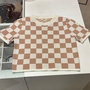 Checkered cropped Shirt - Cream and Brown